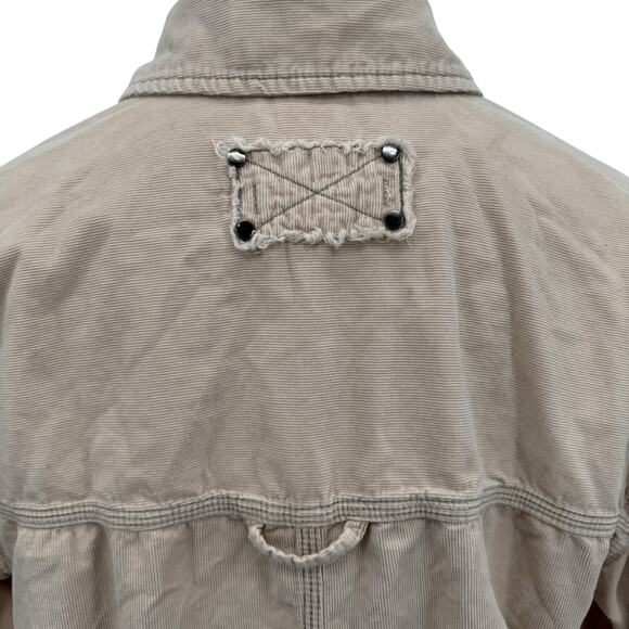 Free People Revolve Baby Cord Buttondown Jacket Shacket Women's SZ S Beige Boho - Picture 7 of 16